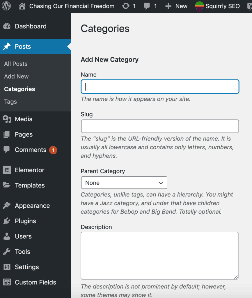 How to add new categories in WordPress