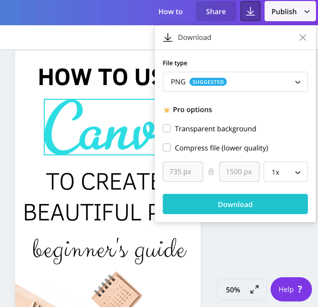 Which format is best to save pins on Canva?