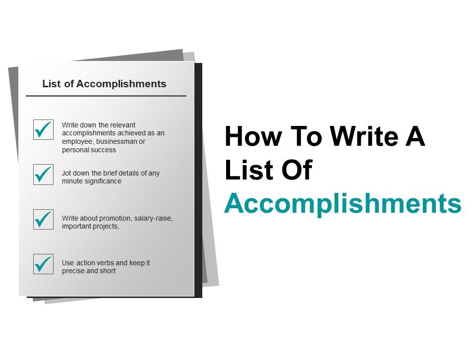 listing of accomplishments